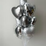 Шары сердца серебро